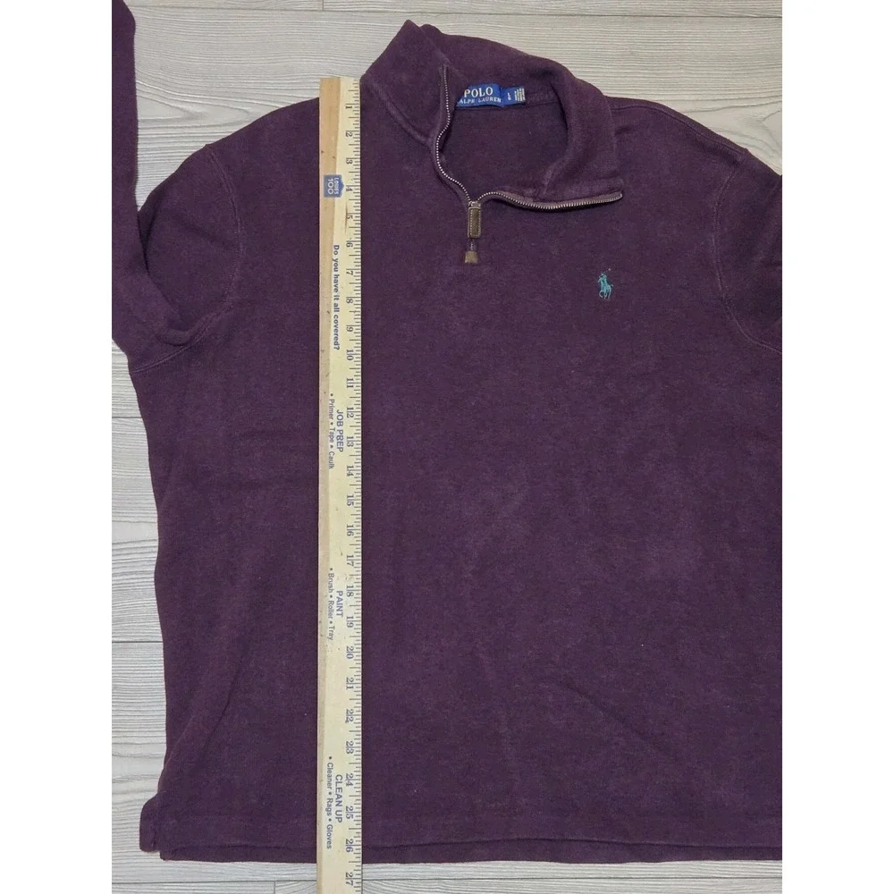 Polo Ralph Lauren Purple Maroon 1/4 Zip Pullover Sweatshirt Large 100% Cotton